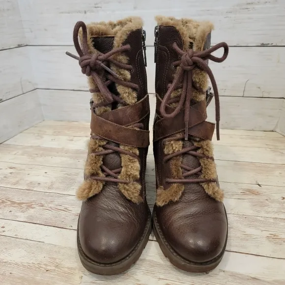 Ugg ingrid fur lined lace up combat boot 1013800