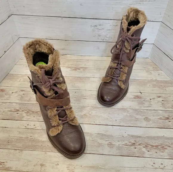 Ugg ingrid fur lined lace up combat boot 1013800