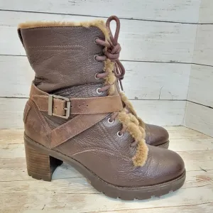 Ugg ingrid fur lined lace up combat boot 1013800