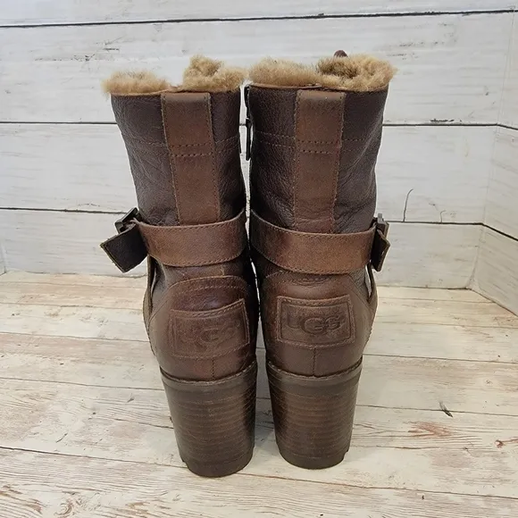 Ugg ingrid fur lined lace up combat boot 1013800