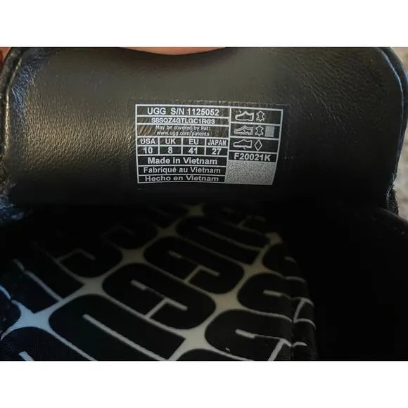 Ugg Janaya Mule Black Leather US 10 Slip On Loafer Flats Old Money Preppy Luxury