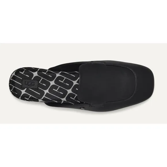 Ugg Janaya Mule Black Leather US 10 Slip On Loafer Flats Old Money Preppy Luxury