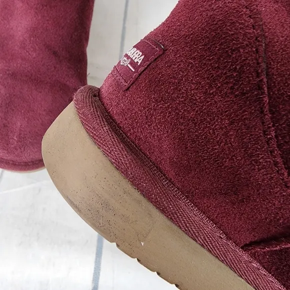 UGG Koolaburra Suede Leather Shearling Fur Lined Winter Boots Cranberry Size 4