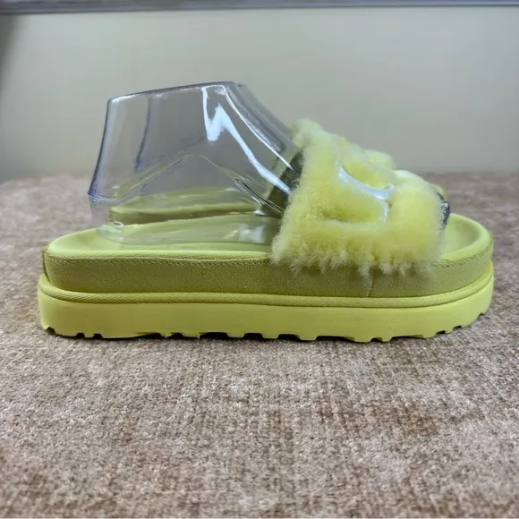 UGG Latin Fur Margarita Yellow Slides/Sandals Women’s Size 8