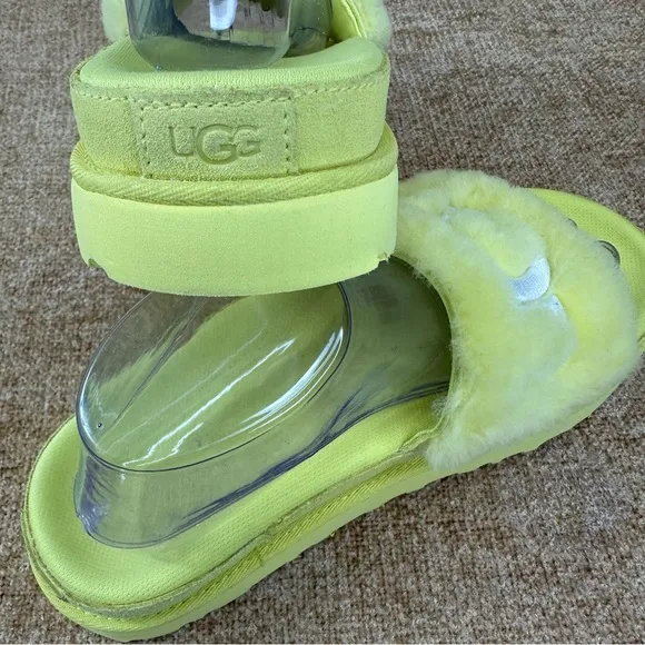 UGG Latin Fur Margarita Yellow Slides/Sandals Women’s Size 8