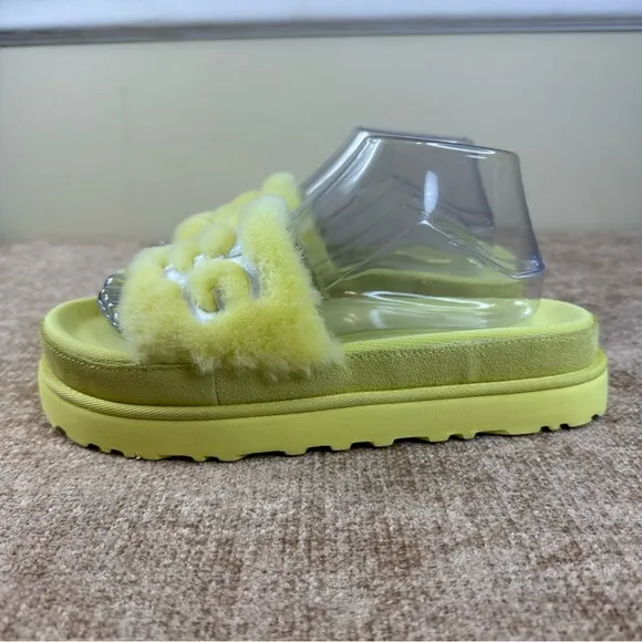 UGG Latin Fur Margarita Yellow Slides/Sandals Women’s Size 8