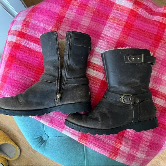 UGG Lined Sherpa Leather Boots
