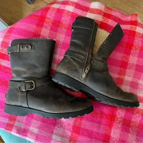 UGG Lined Sherpa Leather Boots