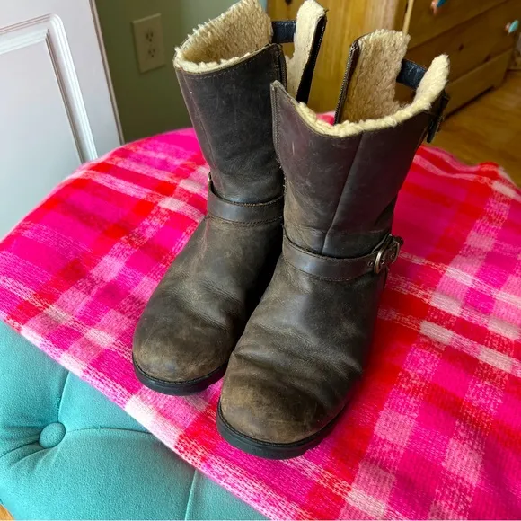 UGG Lined Sherpa Leather Boots