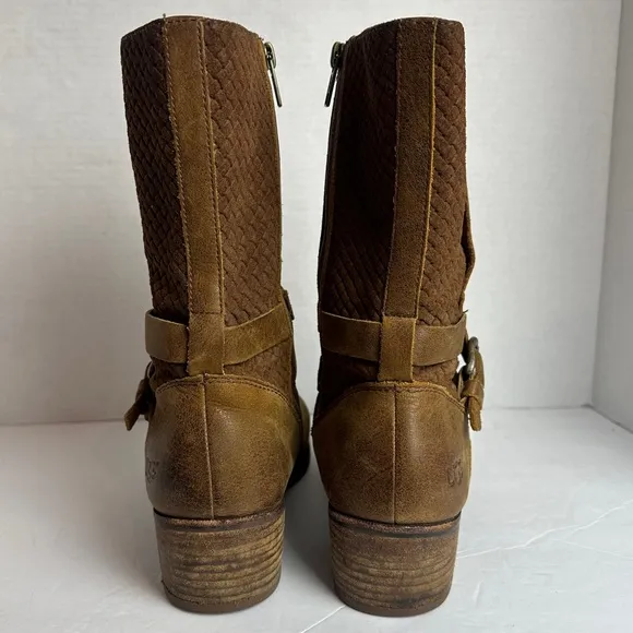 Ugg Lula Mae Mid Calf Leather Harness Boots Brown Tan in Chestnut Womens Size 11