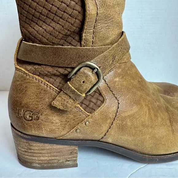 Ugg Lula Mae Mid Calf Leather Harness Boots Brown Tan in Chestnut Womens Size 11