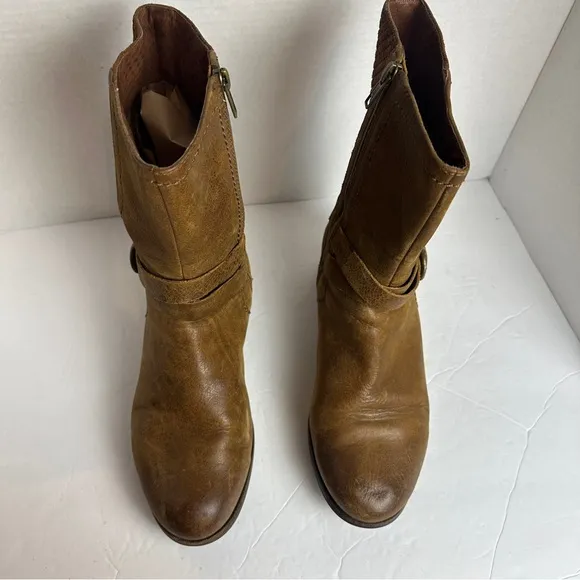 Ugg Lula Mae Mid Calf Leather Harness Boots Brown Tan in Chestnut Womens Size 11