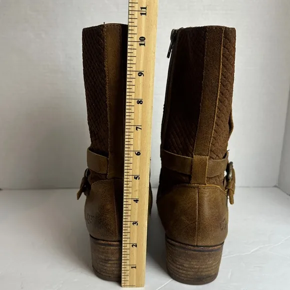 Ugg Lula Mae Mid Calf Leather Harness Boots Brown Tan in Chestnut Womens Size 11