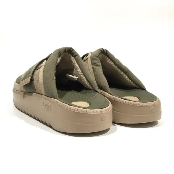 UGG MAXXER STRAP SLIDE -MOSS GREEN NYLON / SUEDE -MEN US 9 -NEW