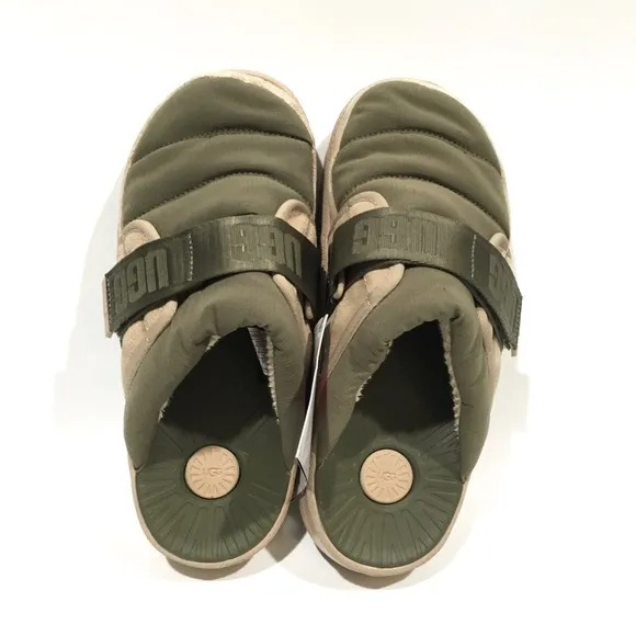 UGG MAXXER STRAP SLIDE -MOSS GREEN NYLON / SUEDE -MEN US 9 -NEW