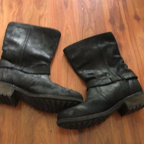 UGG Moto black leather boots distressed black so 8.5