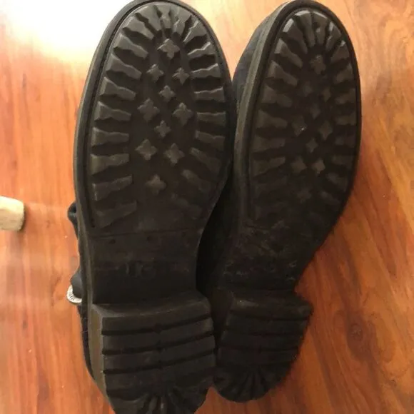 UGG Moto black leather boots distressed black so 8.5