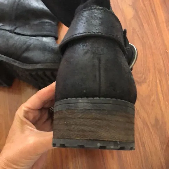 UGG Moto black leather boots distressed black so 8.5