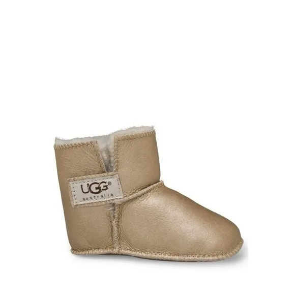 UGG Napa Baby Gold Metallic‎ Sherpa Lined Velcro Boots Booties