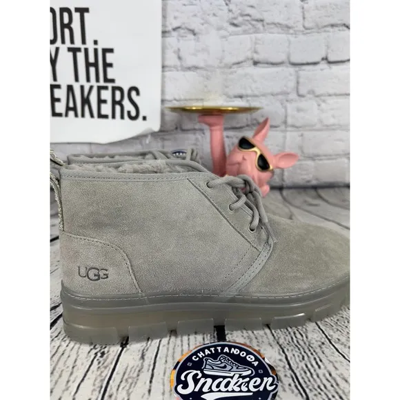 UGG Neumel Ankle Boots Womens SZ 11 Grey Suede Leather Wool Lined Chukka Gray