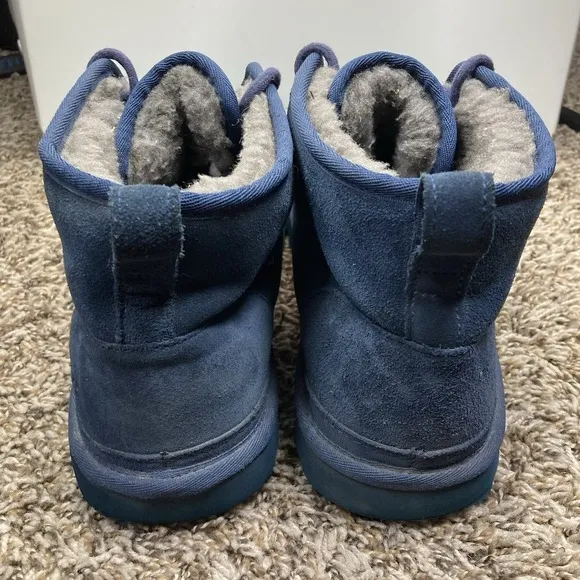 UGG Neumel Blue Suede Monochrome Shearling Fur Lined Chukka Boots Mens Size 10