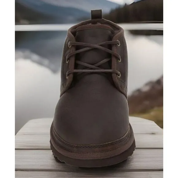 UGG Neumel Brown Pebbled Leather Wool Lined Chukka Boots Mens 11 NEW Fast Ship