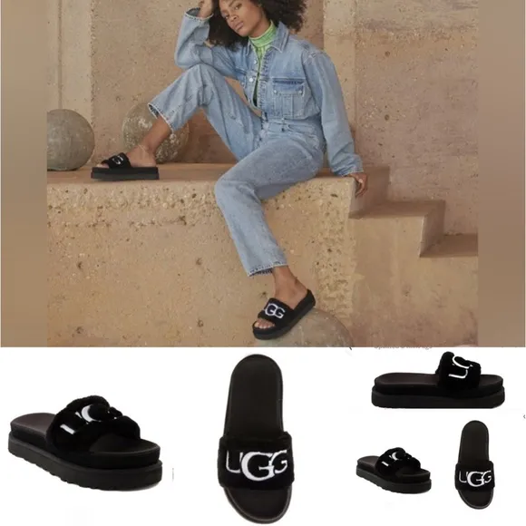 UGG NWT LATON FUR SLIDES.