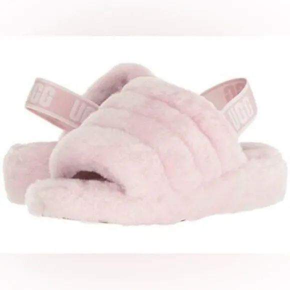 UGG slippers fluff yeah slides open toe sandal style with stretchy elastic back