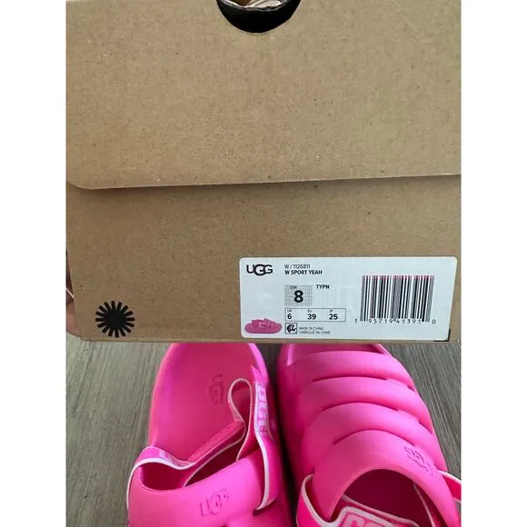 Ugg sport yeah pink women’s waterproof slides size 8 in original box