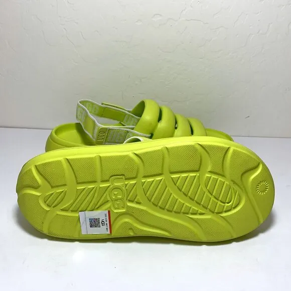 UGG Sport Yeah Sandals Slip-on Slides Lime Green Size Big Kids 5 Women’s 6 NEW