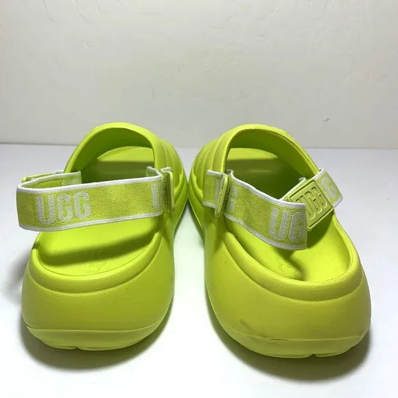UGG Sport Yeah Sandals Slip-on Slides Lime Green Size Big Kids 5 Women’s 6 NEW
