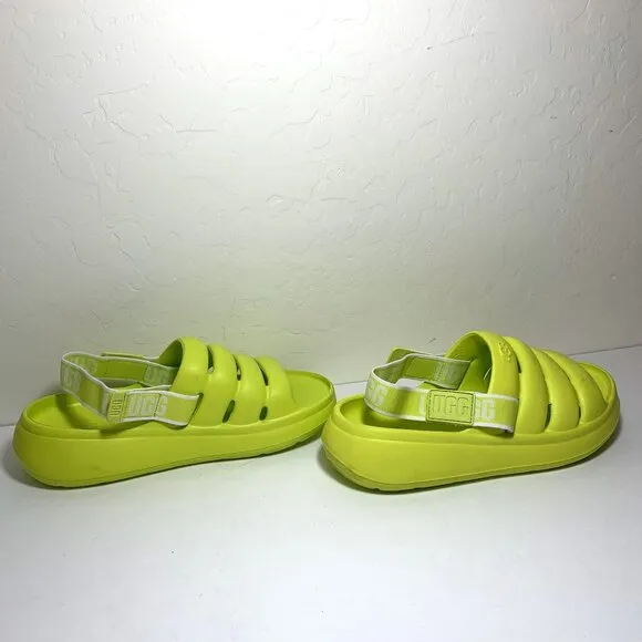 UGG Sport Yeah Sandals Slip-on Slides Lime Green Size Big Kids 5 Women’s 6 NEW