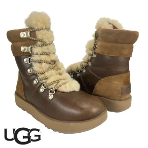 UGG | Women's 5 |‎ Viki Waterproof Chestnut Brown Shearling Lace-Up Boots