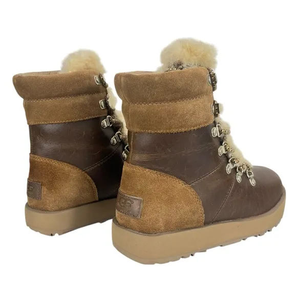 UGG | Women's 5 |‎ Viki Waterproof Chestnut Brown Shearling Lace-Up Boots