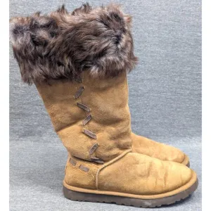 UGG Womens Boots - Chestnut, Rosana, Suede, Faux Fur Cuff, Sheepskin Lined, 7