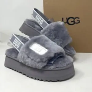 UGG Women's DISCO Slides Gray White Women's Size 1112258 SAMT