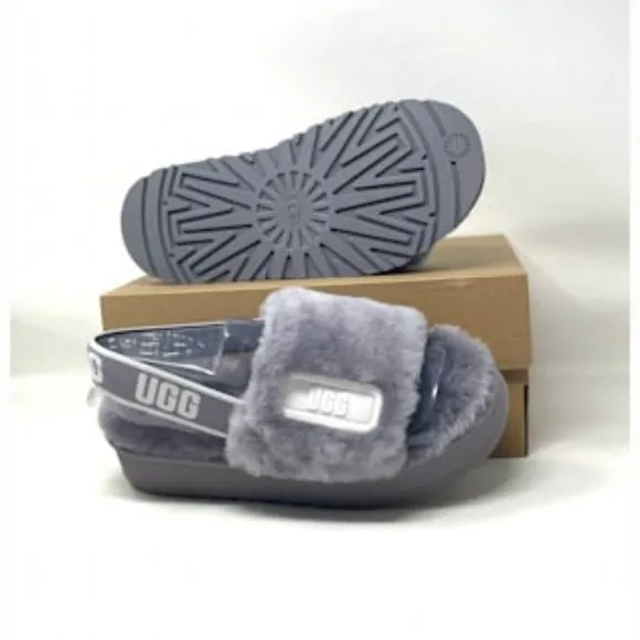 UGG Women's DISCO Slides Gray White Women's Size 1112258 SAMT