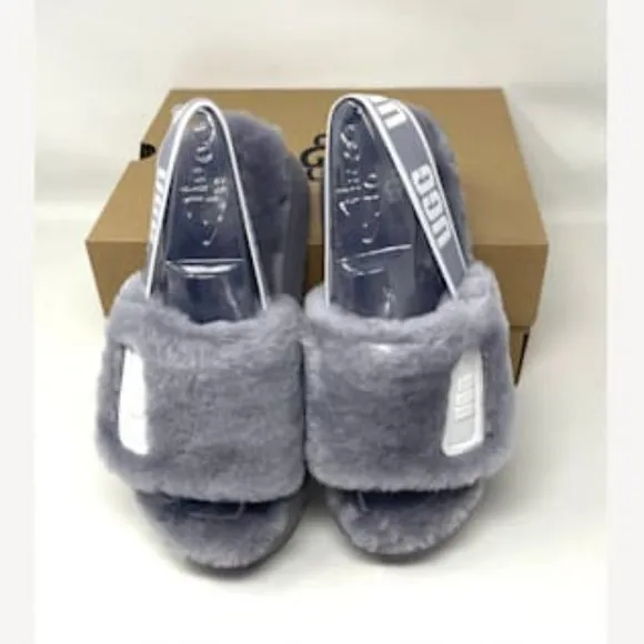 UGG Women's DISCO Slides Gray White Women's Size 1112258 SAMT