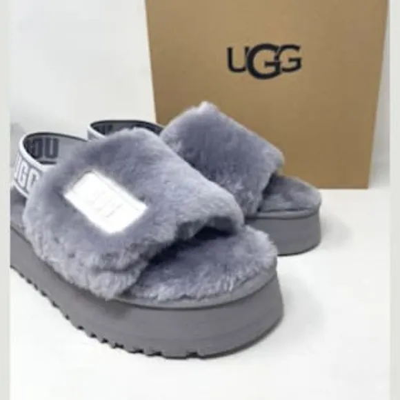 UGG Women's DISCO Slides Gray White Women's Size 1112258 SAMT