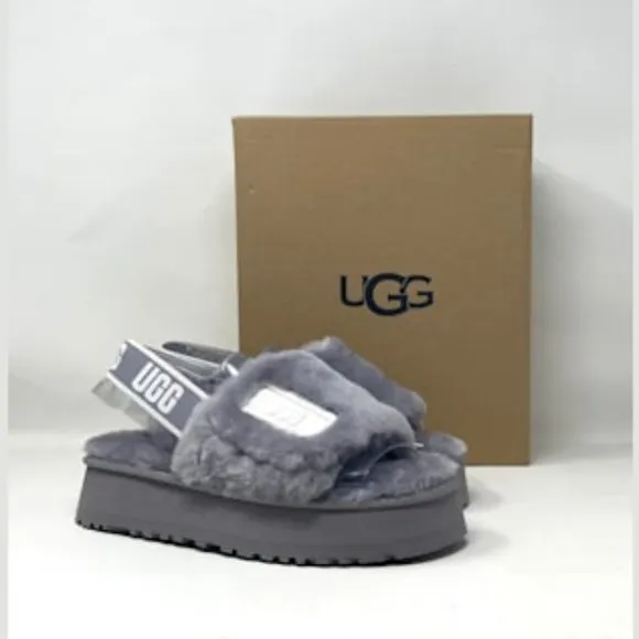 UGG Women's DISCO Slides Gray White Women's Size 1112258 SAMT