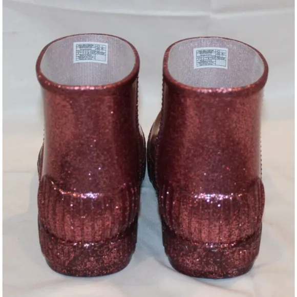 UGG WOMEN'S DRIZLITA WATERPROOF RAIN BOOTS PINK GLITTER YOUTH 5