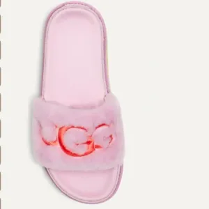 UGG Women's Laton Fur Platform Slippers Slip Pink Purple Lavender Size 11