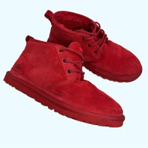 UGG Women's Neumel Classic Red Fur Lined Suede Lace-up Chukkas Size 9