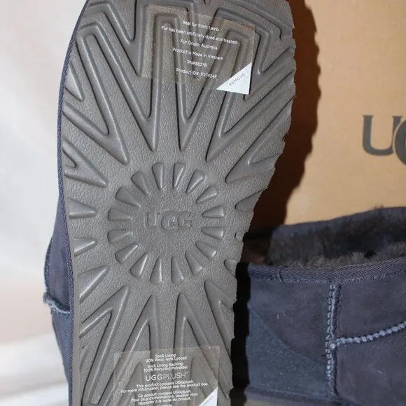 UGG WOMEN'S ULTRA MINI SUEDE SHEARLING LINED ANKLE BOOTS NAVY BLUE SZ 10