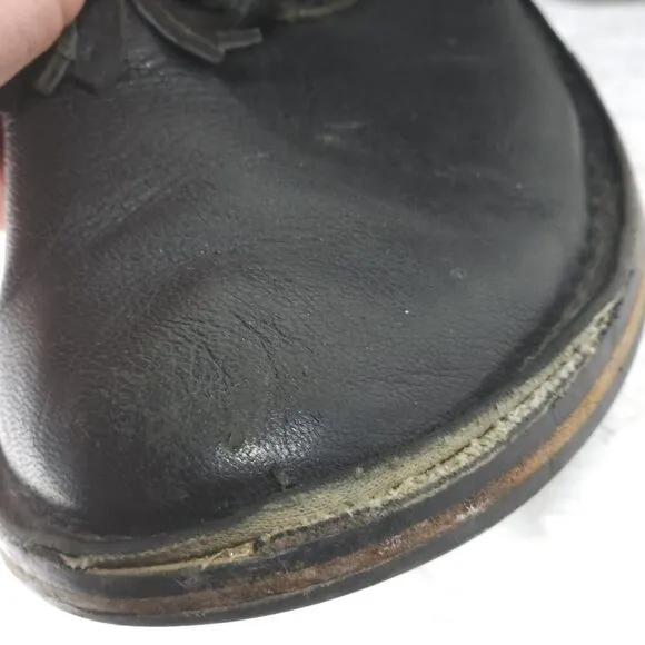 UGG Women's Jenna US8 Black Leather Sheepskin Lined Lace Up Strap Biker Boots