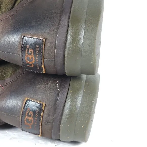 UGG Women's Simmens US8,5? Brown Leather Lined LaceUp Waterproof Wintet Boots