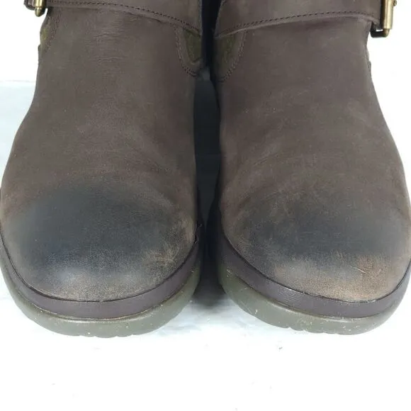 UGG Women's Simmens US8,5? Brown Leather Lined LaceUp Waterproof Wintet Boots