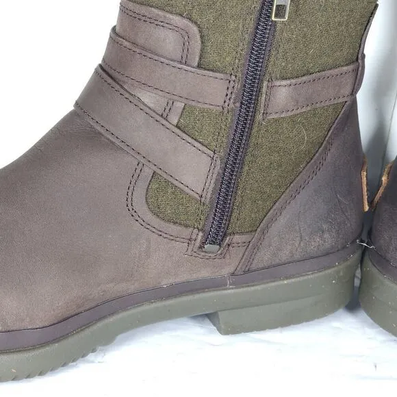 UGG Women's Simmens US8,5? Brown Leather Lined LaceUp Waterproof Wintet Boots