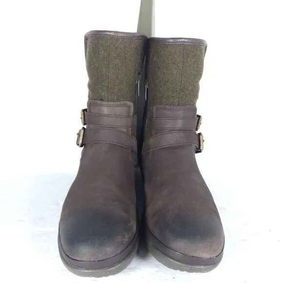 UGG Women's Simmens US8,5? Brown Leather Lined LaceUp Waterproof Wintet Boots