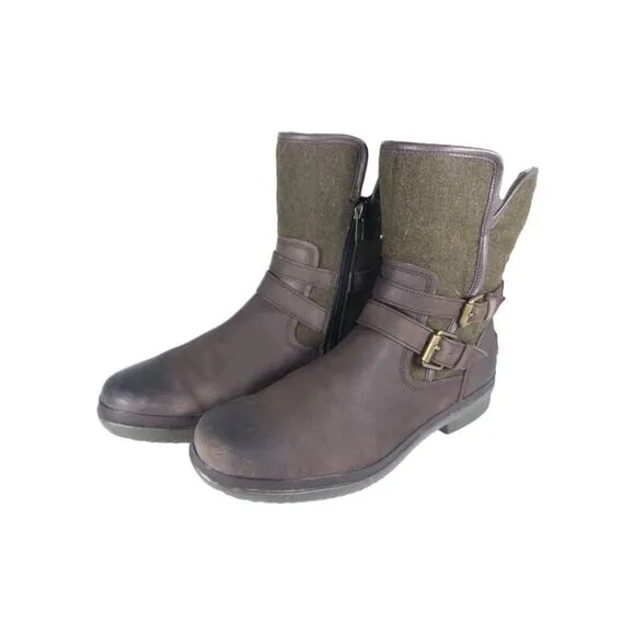 UGG Women's Simmens US8,5? Brown Leather Lined LaceUp Waterproof Wintet Boots